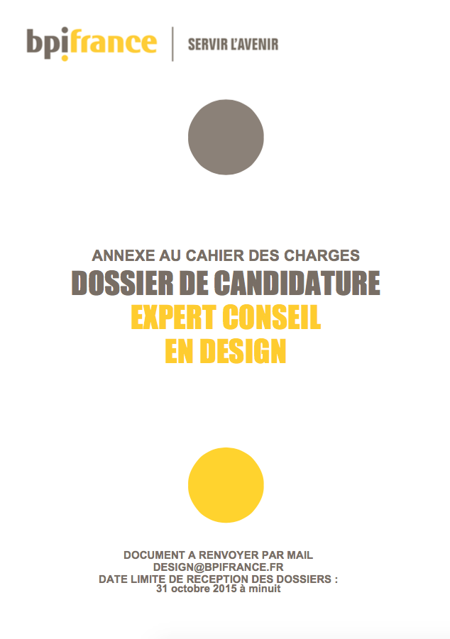 Bpifrance Appel &agrave; candidatures experts Conseil design