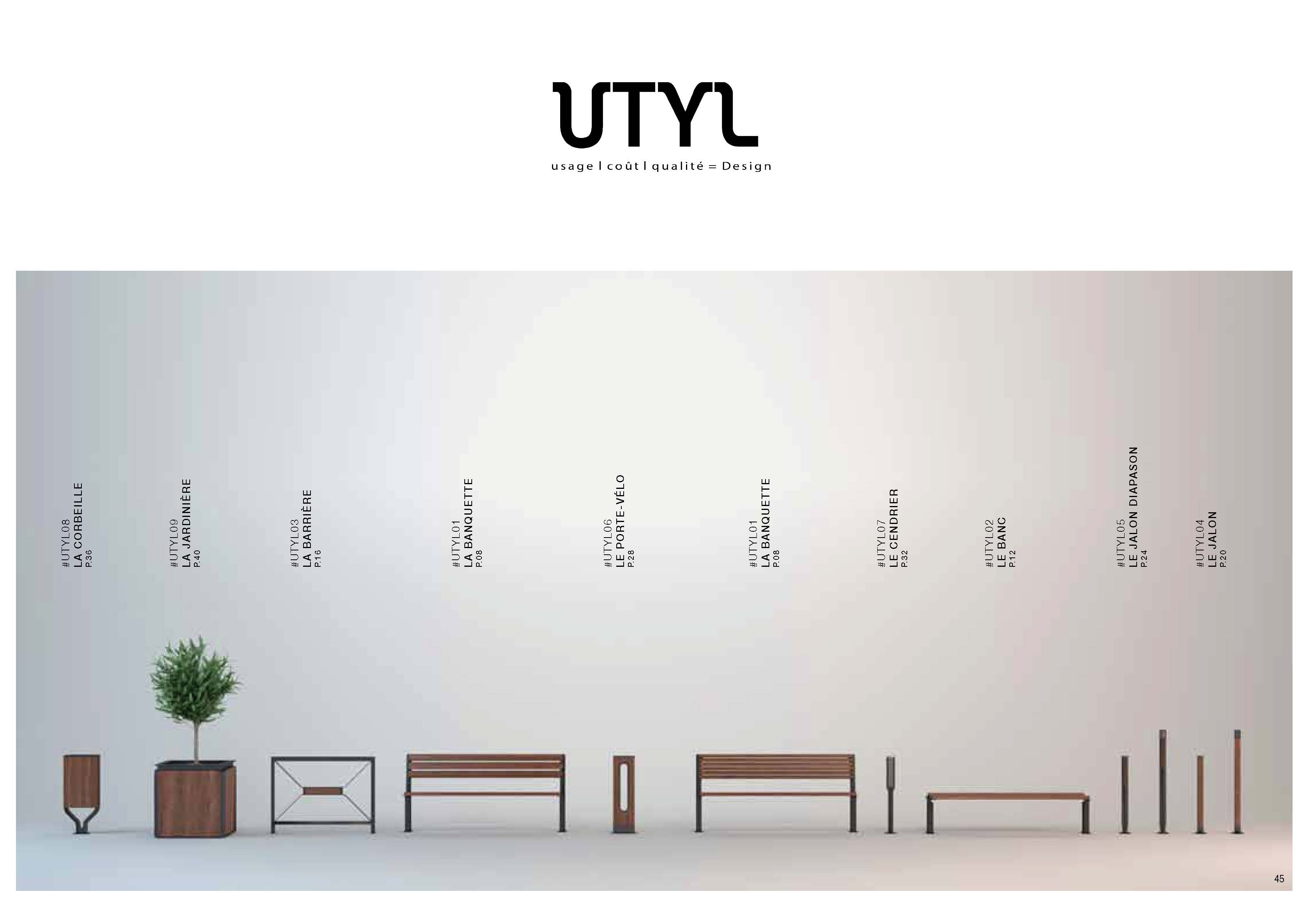 UTYL, gamme de mobilier urbain