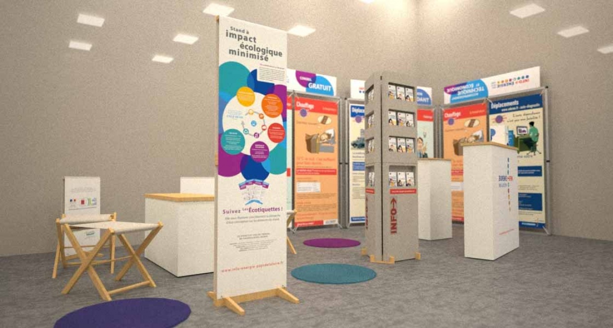 Stand Espaces Info Energies, stand éco-conçu